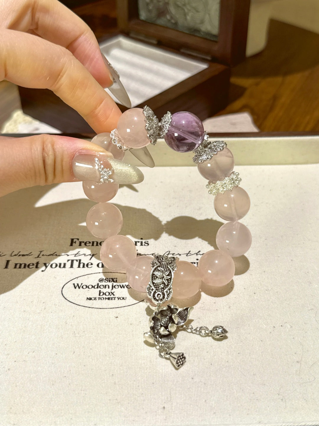 ▫️▪️ Pink crystal amethyst bracelet